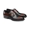 Flat Feet Shoes - Brown and Black Leather Castle Monk Straps with Arch Support sold by Costoso Italiano