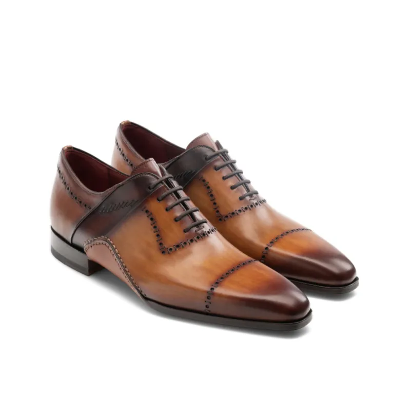 Height Increasing Tan Leather Canberra Oxfords Shoes sold by Costoso Italiano