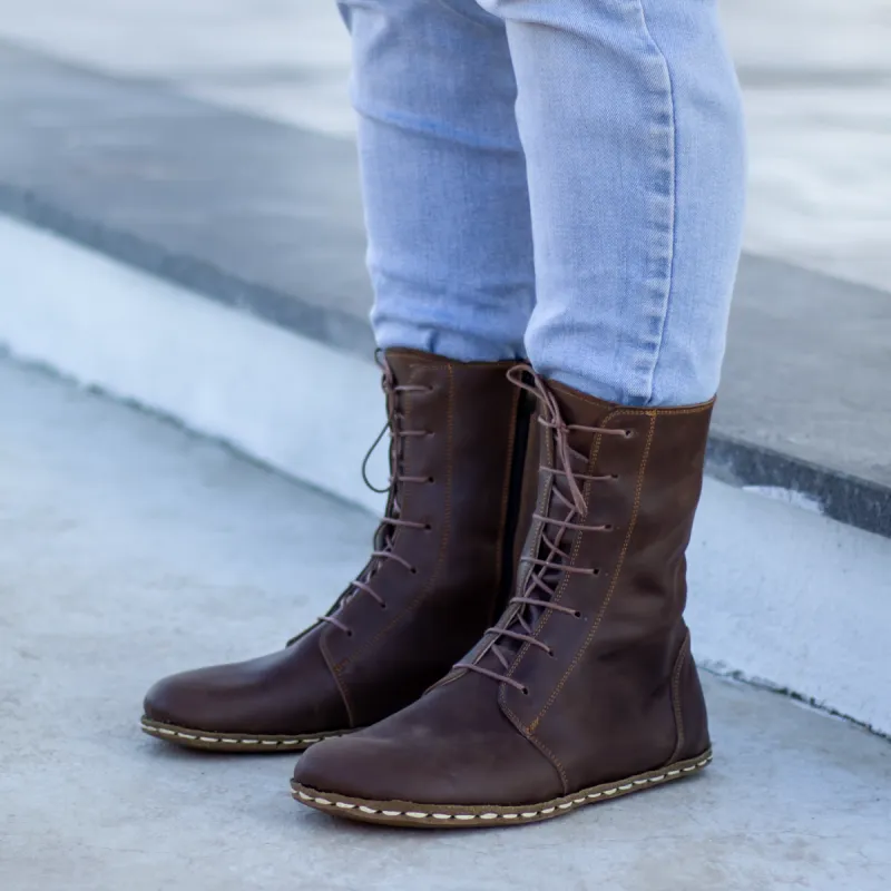 Luxury Edition - Artisian Made Brown Italian Leather Eccellenza Barefoot Boot sold by Costoso Italiano