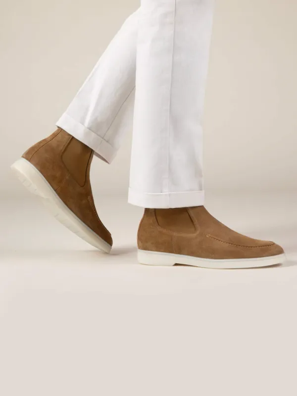 Beige Suede Leather Astorga Chelsea Boots sold by Costoso Italiano