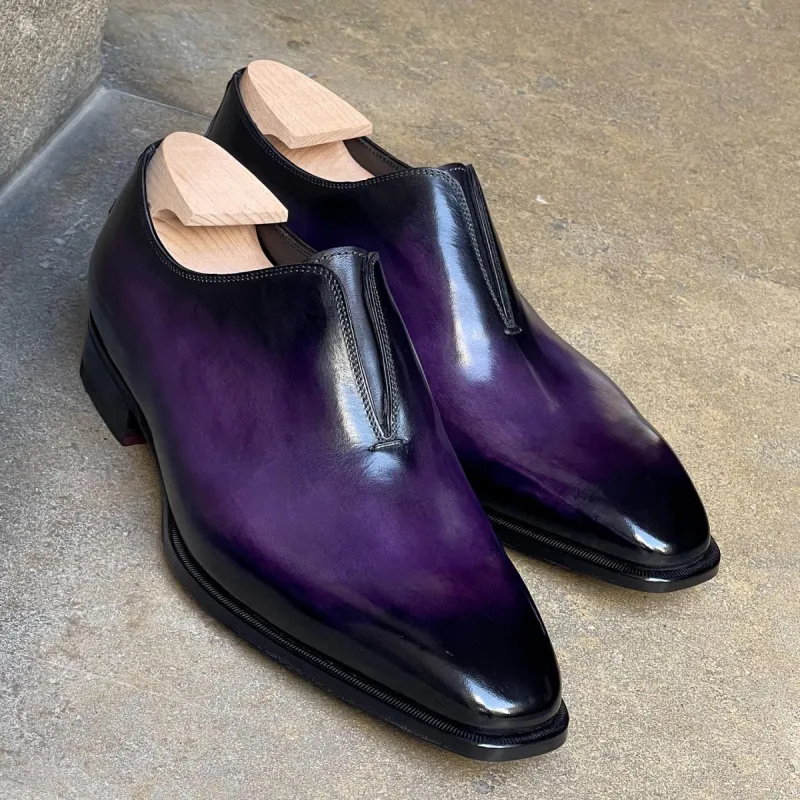 Purple Leather Lavender Luxe Whole Cut Loafer Shoes sold by Costoso Italiano