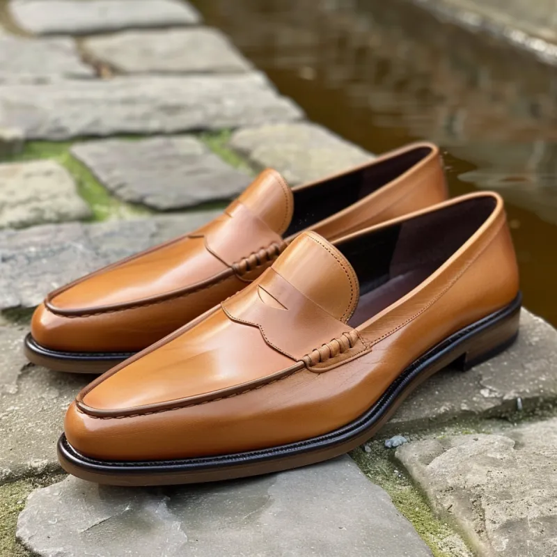 Tan Leather Venetian Loafers  - Summer 2024 Collection sold by Costoso Italiano