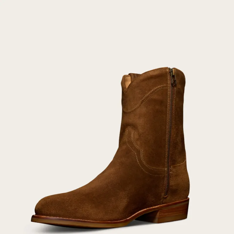 Burbon Tan Suede Bastrop Slip On Zipper Western Cowboy Boots - AW24 sold by Costoso Italiano