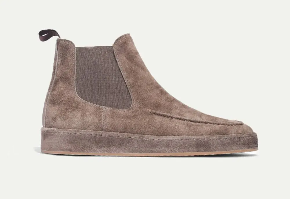 Height Increasing Grey Leather Helios Slip On Chelsea Boots - SS23 sold by Costoso Italiano