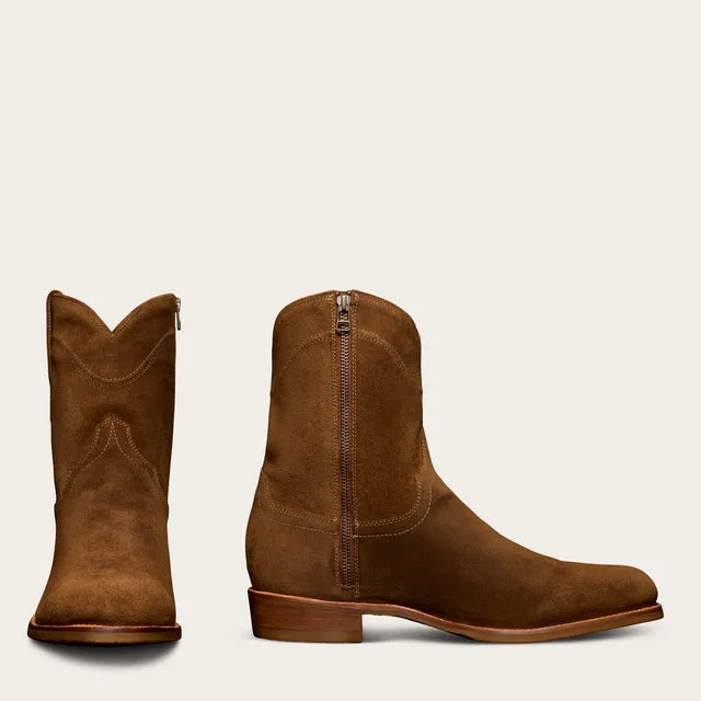 Burbon Tan Suede Bastrop Slip On Zipper Western Cowboy Boots - AW24 sold by Costoso Italiano product image thumbnail 2