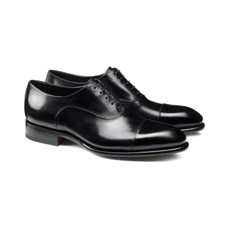 Height Increasing Black Leather Woodford Balmoral Toe Cap Oxfords - Formal Shoes sold by Costoso Italiano