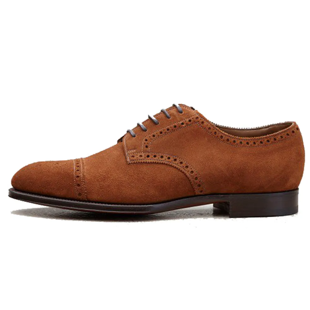 Height Increasing Tan Suede Friars Brogue Derby Shoes sold by Costoso Italiano product image thumbnail 2