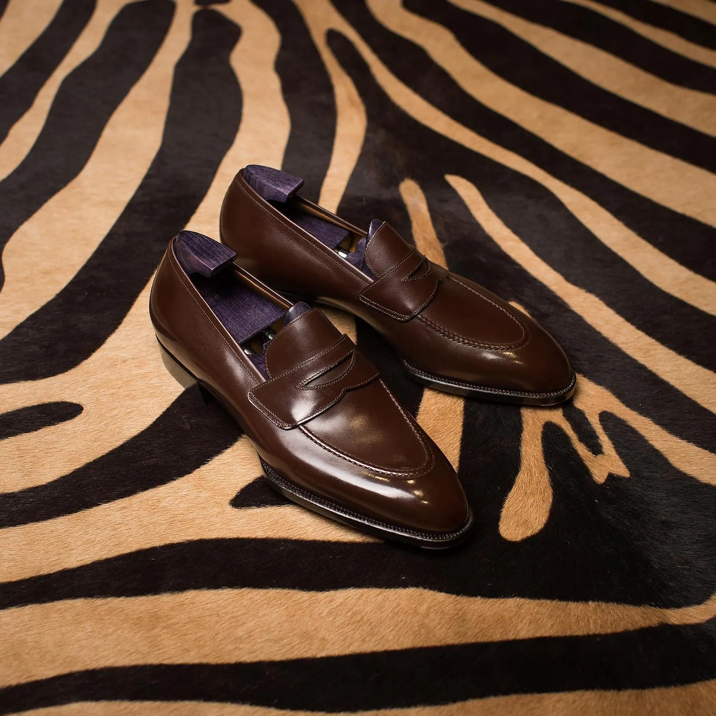 Brown Leather Tavira Slip On Penny Loafers - AW24 sold by Costoso Italiano product image thumbnail 2