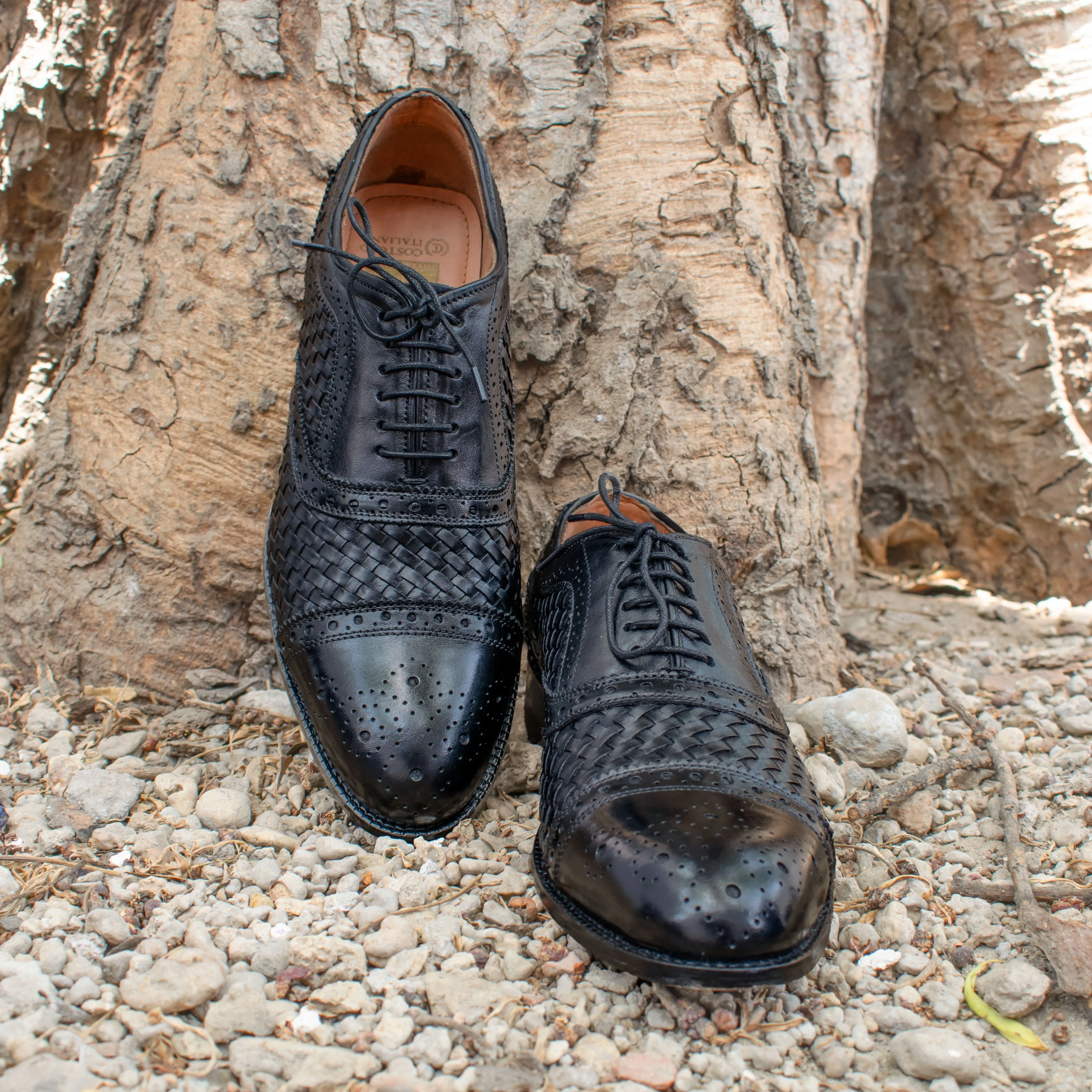 Height Increasing Black Braided Leather Morice Brogue Oxfords sold by Costoso Italiano product image thumbnail 2