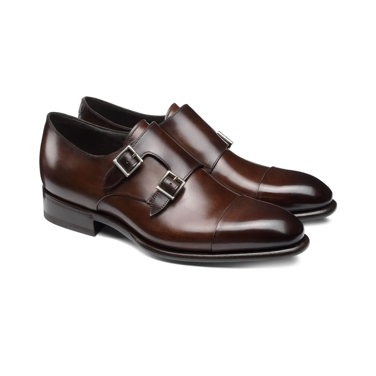 Height Increasing Brown Leather Castle Monk Straps sold by Costoso Italiano