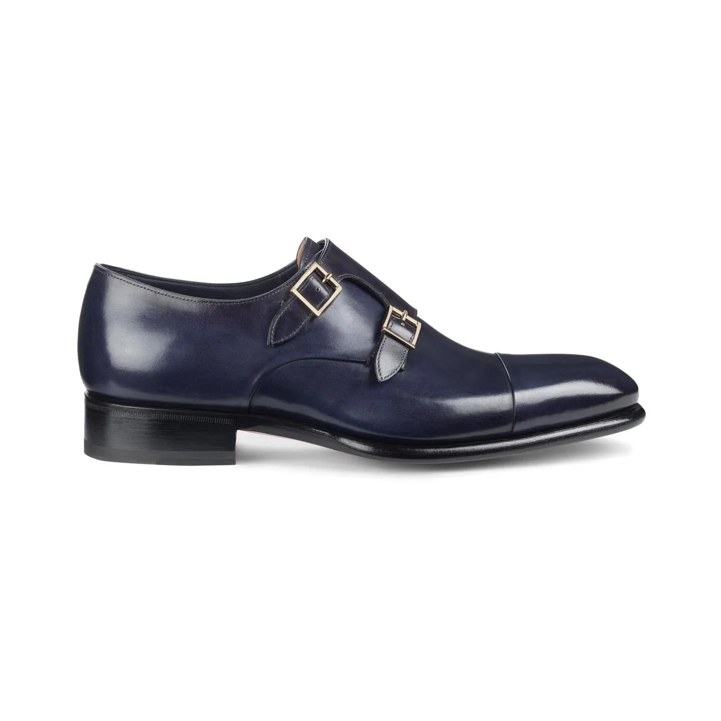 Flat Feet Shoes - Navy Blue Leather Castle Monk Straps with Arch Support sold by Costoso Italiano product image thumbnail 3