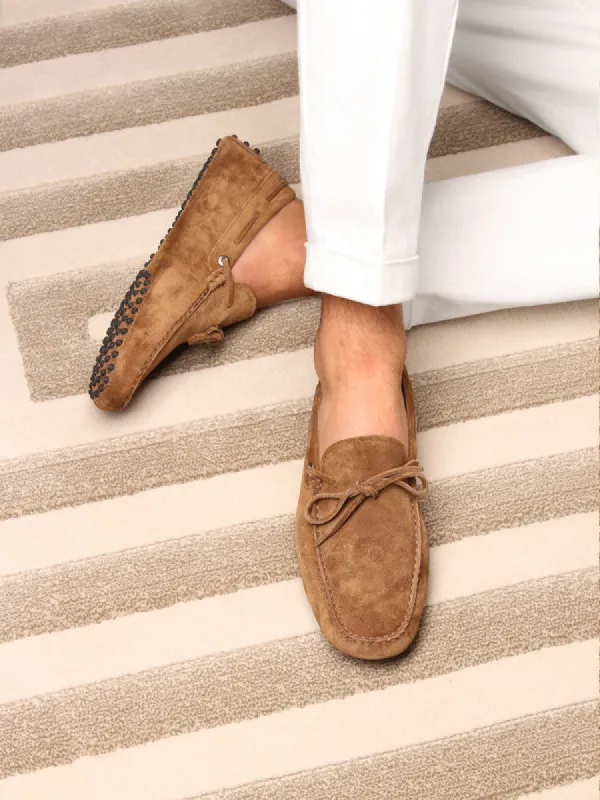 Tan Suede Ophelia Driving Loafers - SS23 sold by Costoso Italiano