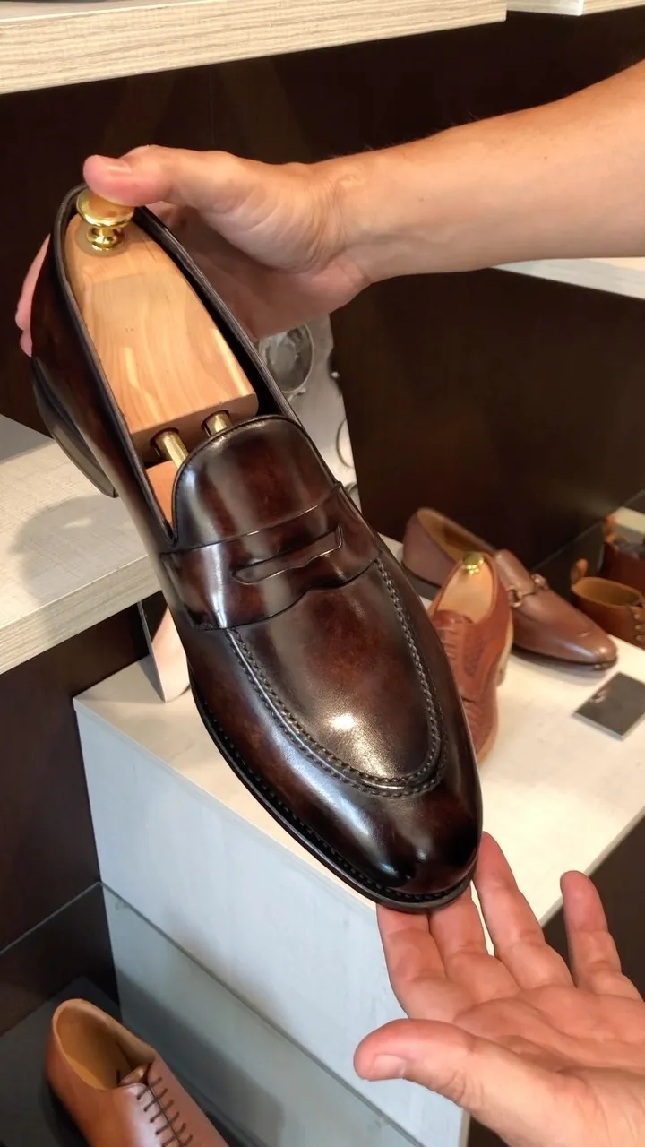 Brown Leather Altair Penny Slip On Loafers - AW24 sold by Costoso Italiano