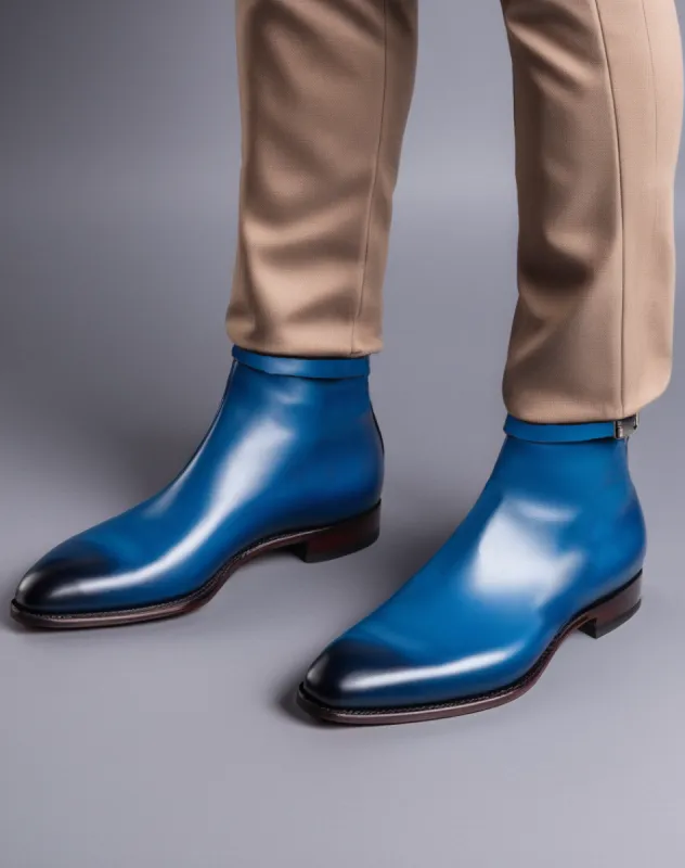 Blue Leather Cracio Slip On Jodhpur Boots sold by Costoso Italiano