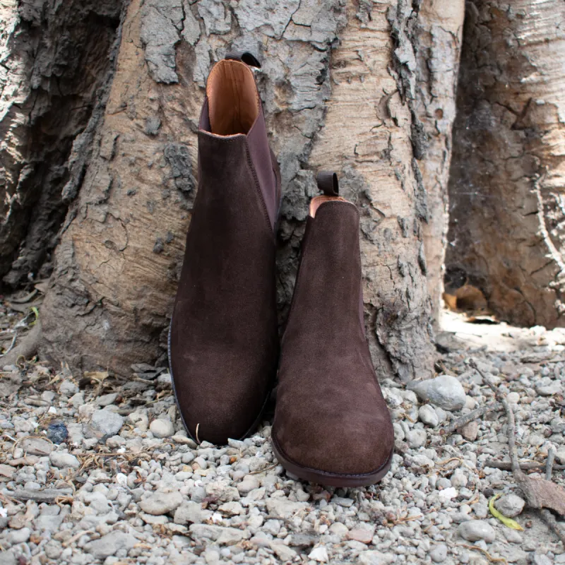 Height Increasing Brown Suede Fenland Slip On Chelsea Boots sold by Costoso Italiano
