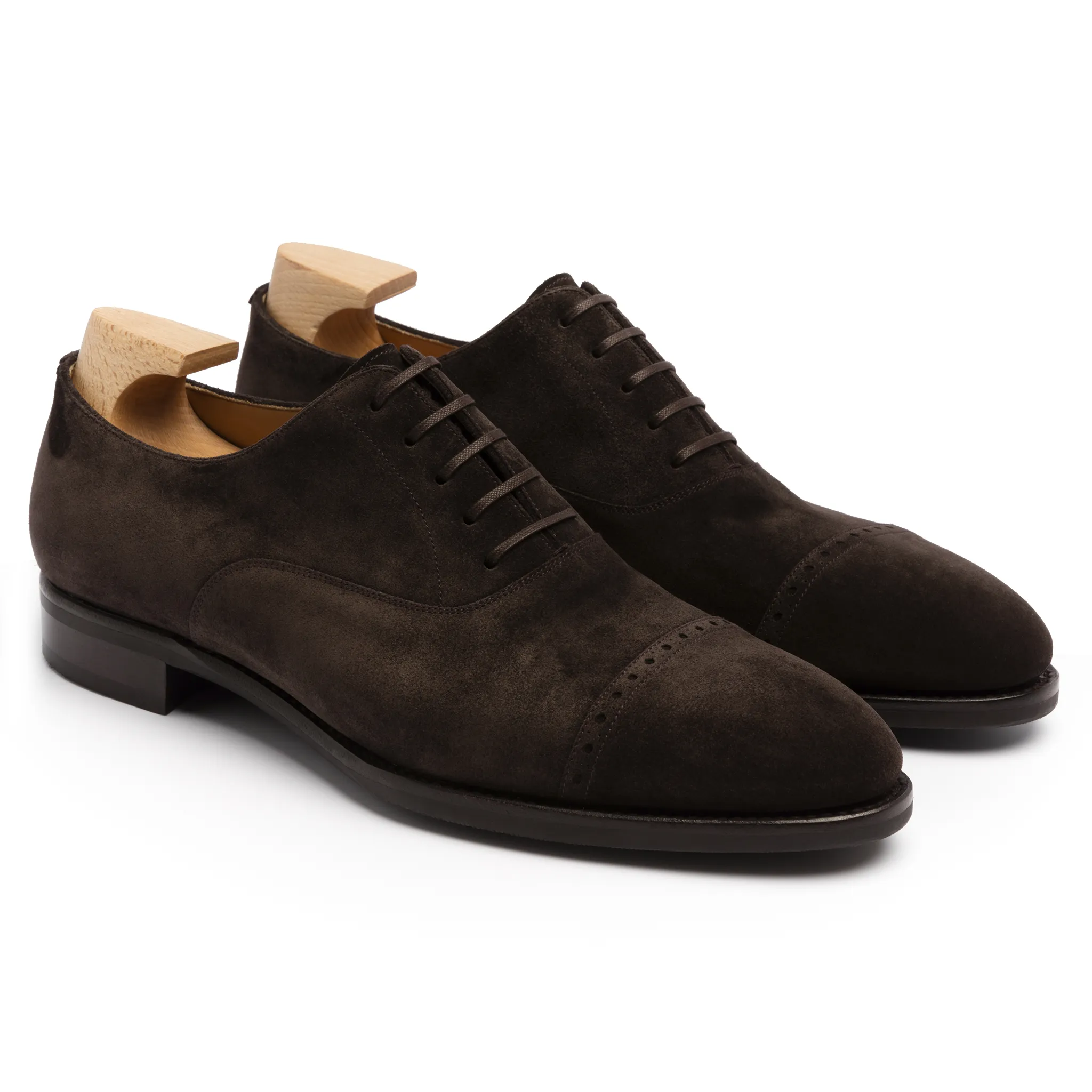 Height Increasing Brown Suede Eastney Toe Cap Oxfords sold by Costoso Italiano