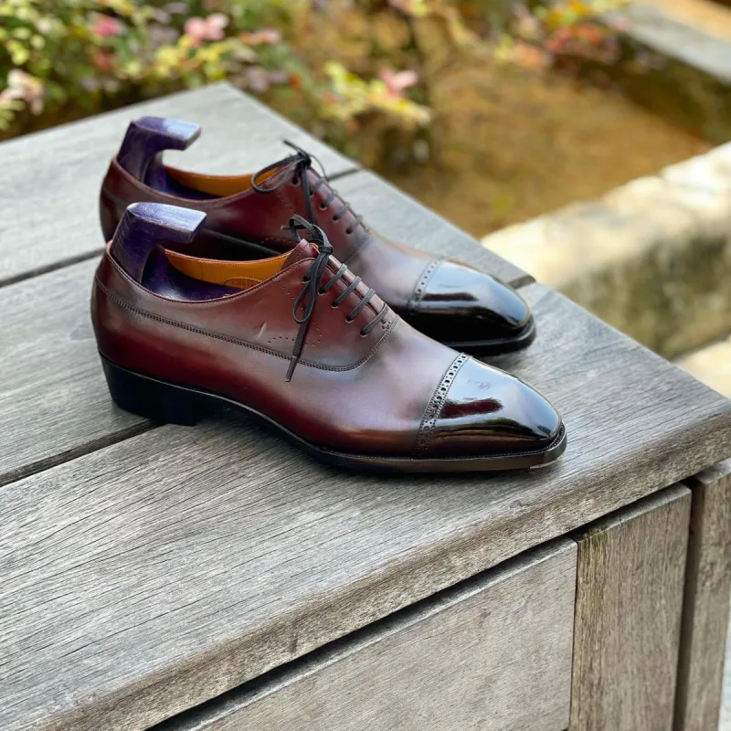 Brown Leather Estoril Brogue Toe Cap Oxford Shoes - AW24 sold by Costoso Italiano