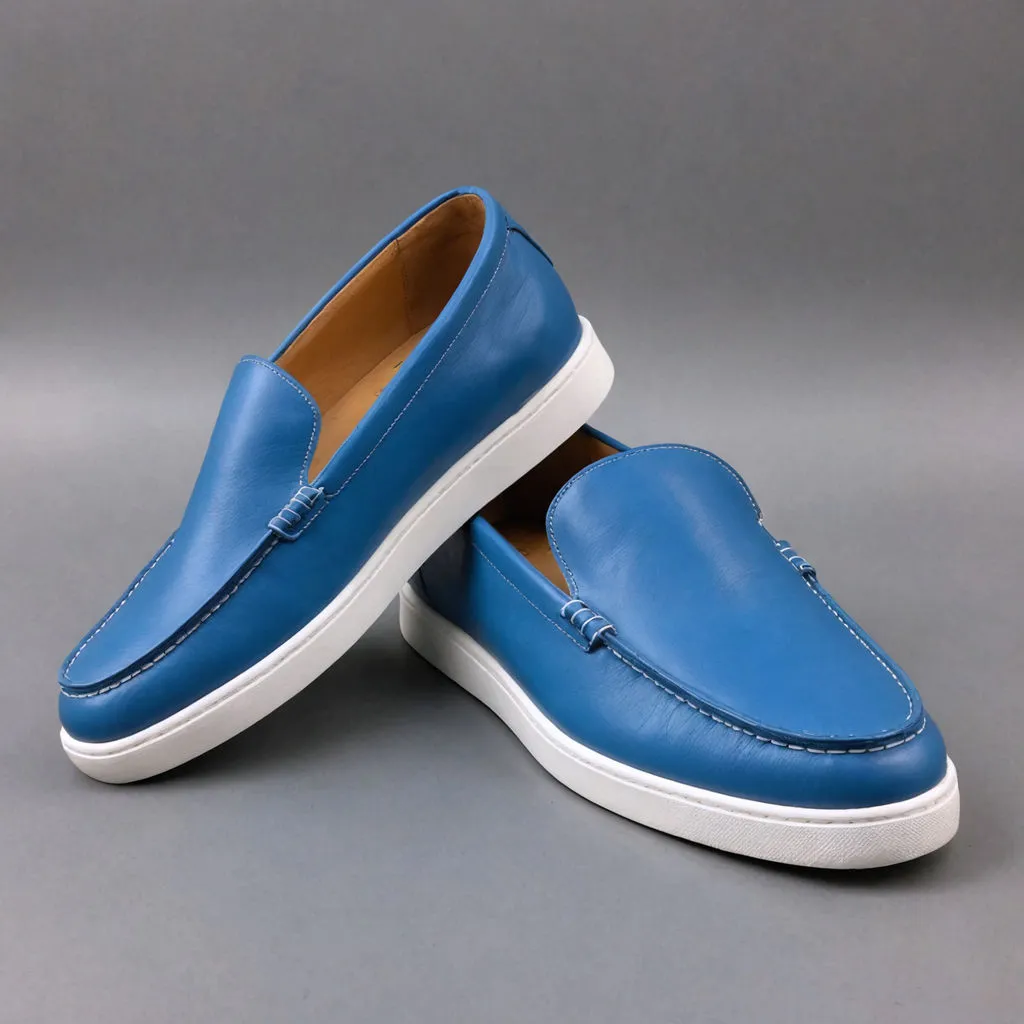 Blue Leather Magnus Slip On Sneakers sold by Costoso Italiano