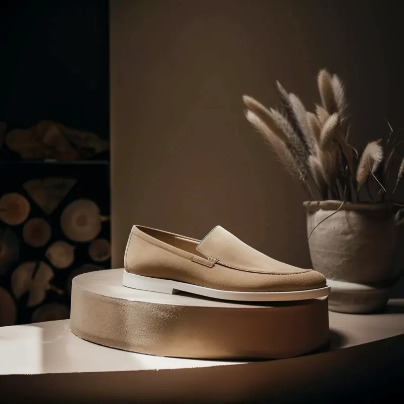 Beige Suede Giacomo Loafers sold by Costoso Italiano