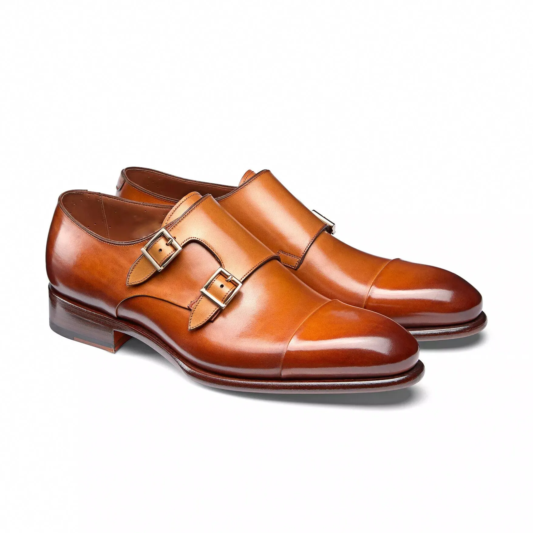 Height Increasing Tan Leather Castle Monk Straps - Formal Shoes sold by Costoso Italiano