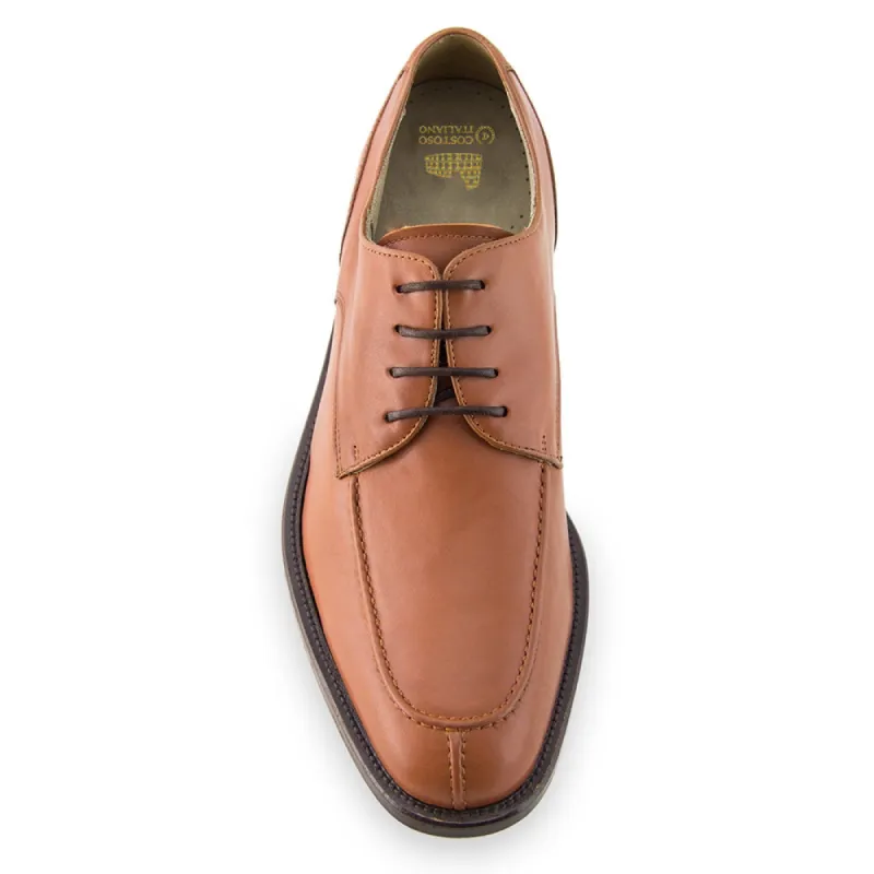 Height Increasing Tan Leather Wynyard Derby Shoes sold by Costoso Italiano