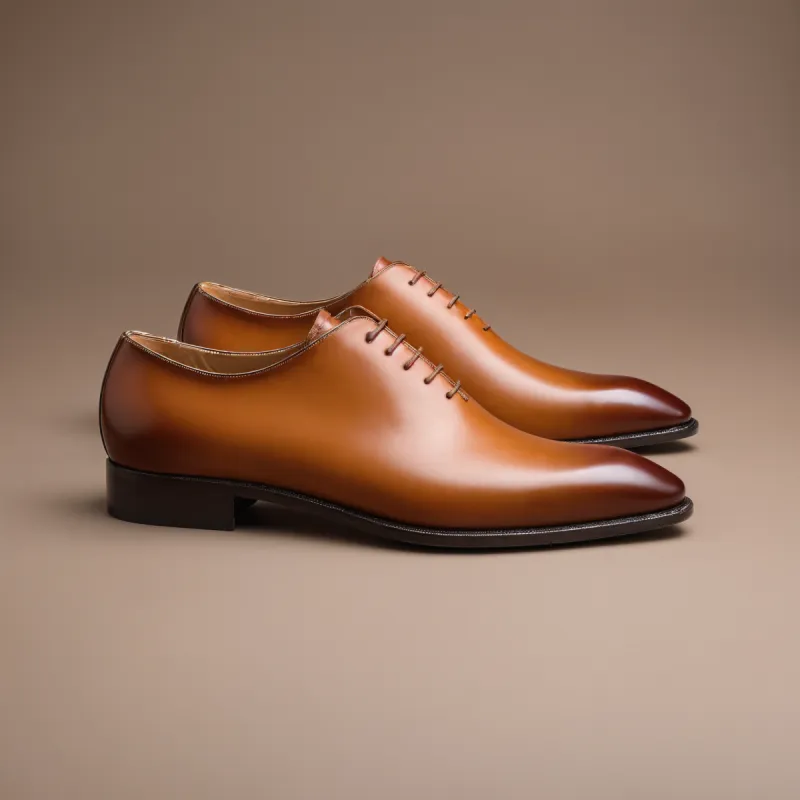 Tan Leather Nandes Oxford Shoes sold by Costoso Italiano