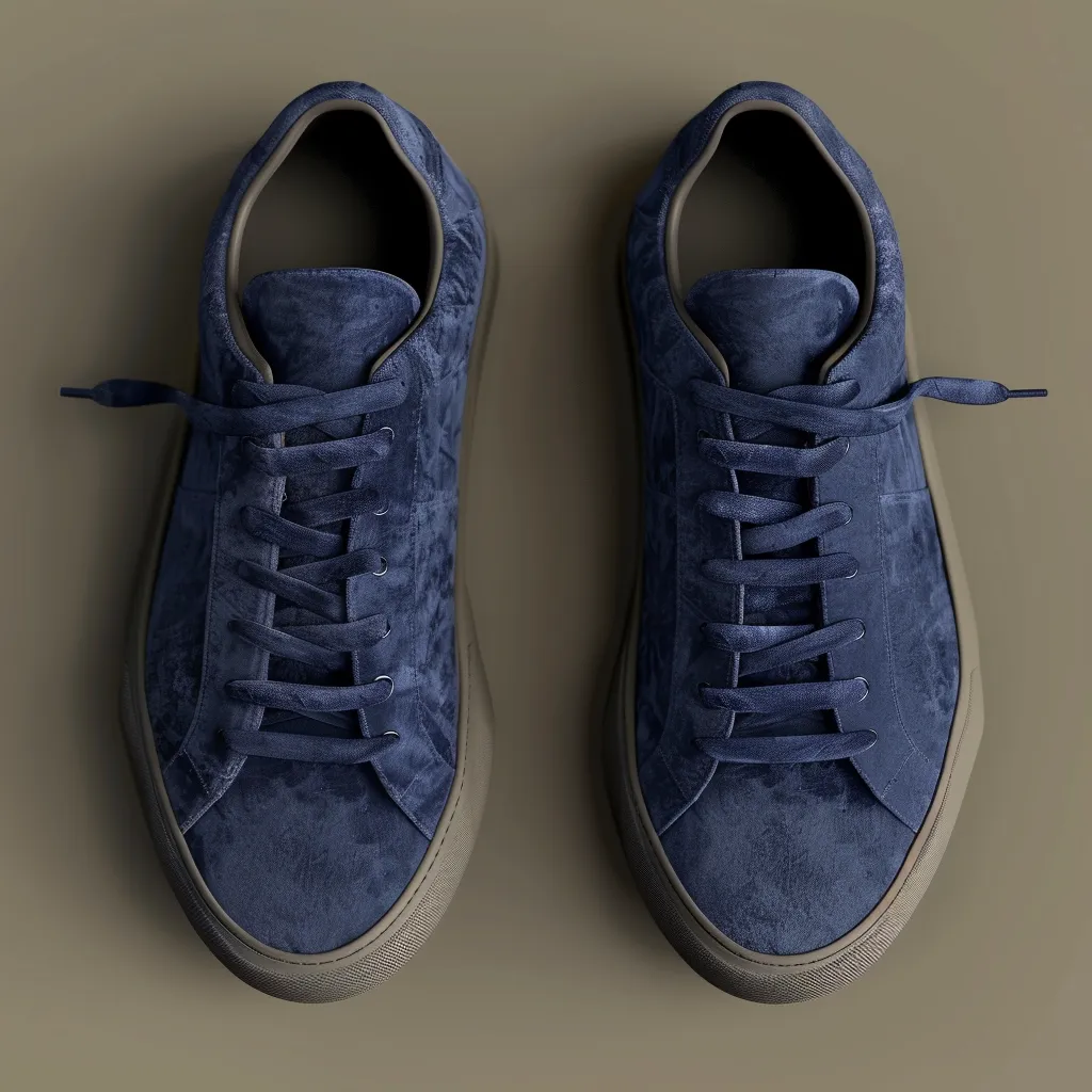 Blue Suede Leather Leisure Luxe Lace-Up Sneakers - Summer 2024 Collection sold by Costoso Italiano