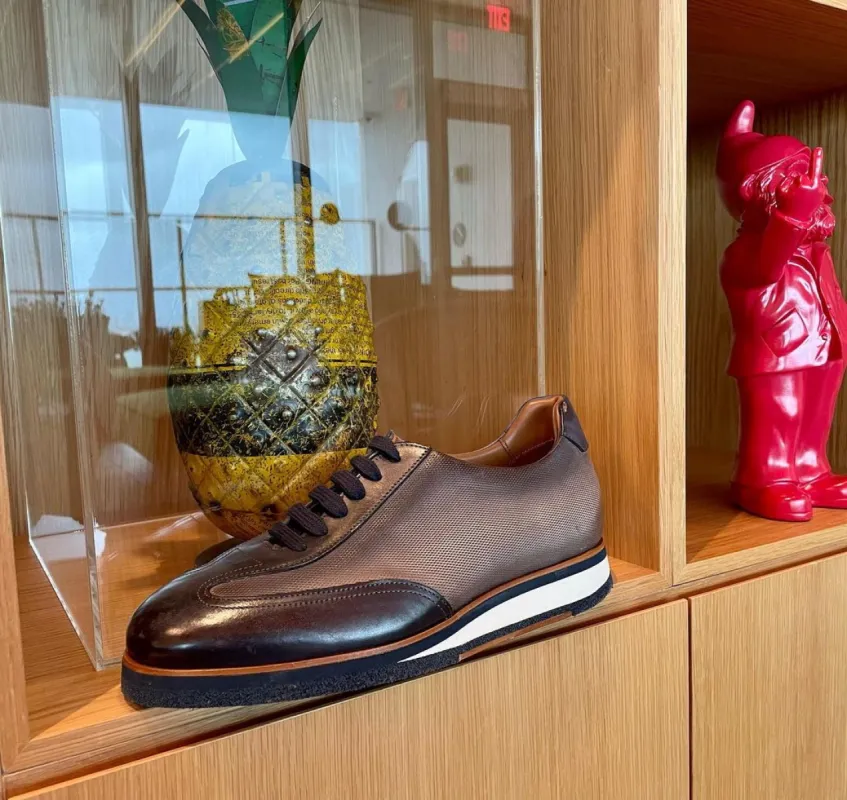 Brown Leather Erice Lace Up Running Sneaker Shoes - AW24 sold by Costoso Italiano