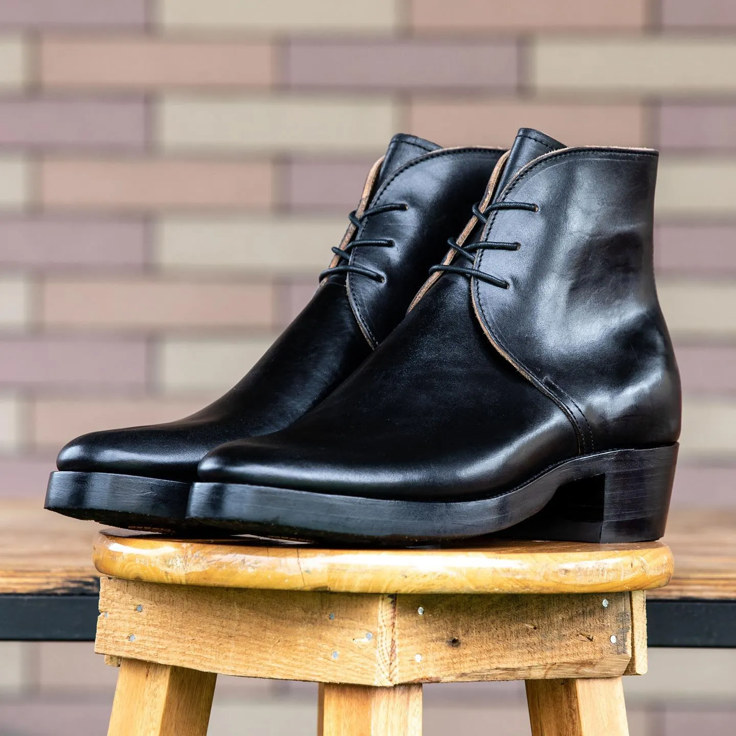 Black Leather Fylde Lace Up Chukka Boots sold by Costoso Italiano product image thumbnail 3