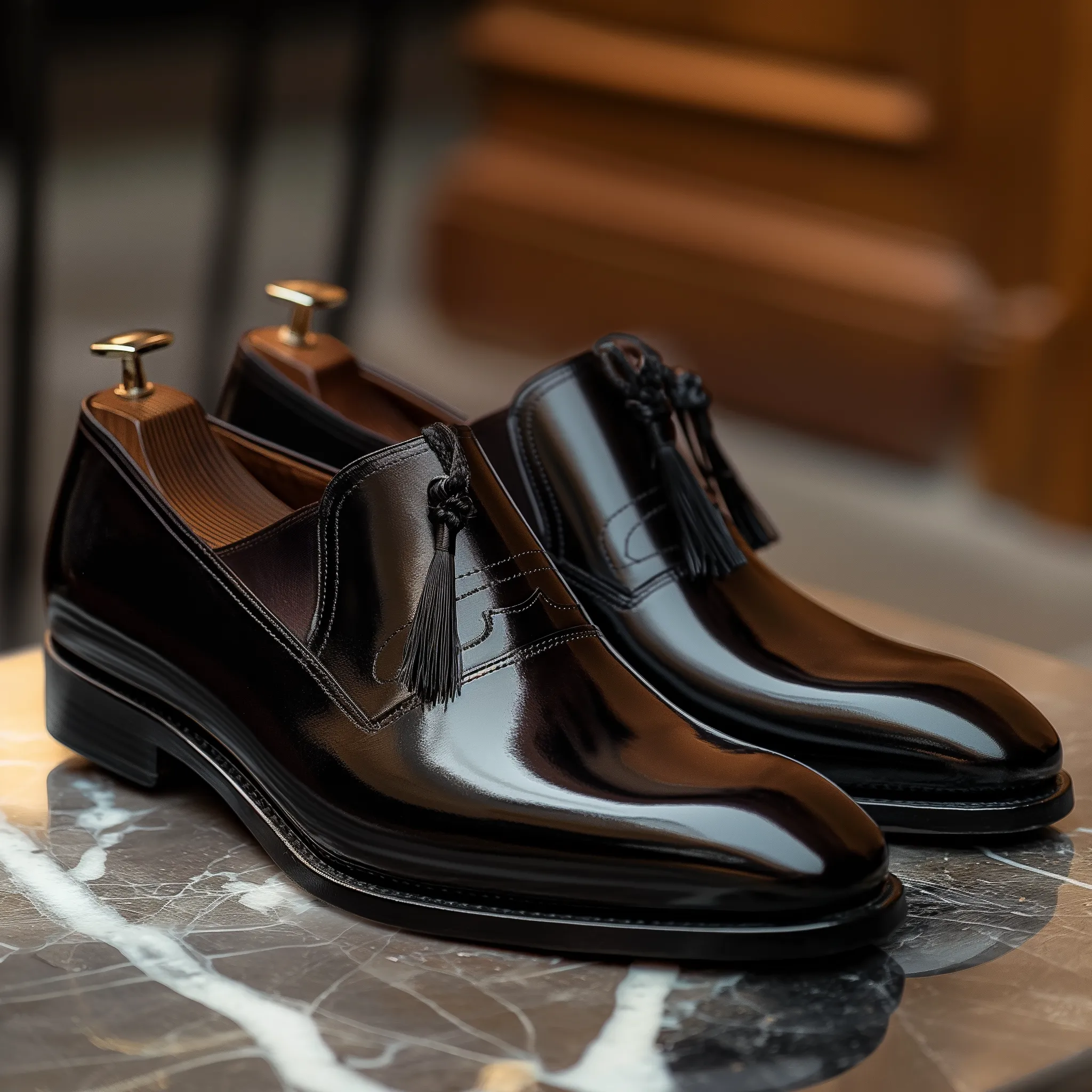 Black Leather Opulent Ease Tassel Loafer - Summer 2024 Collection sold by Costoso Italiano