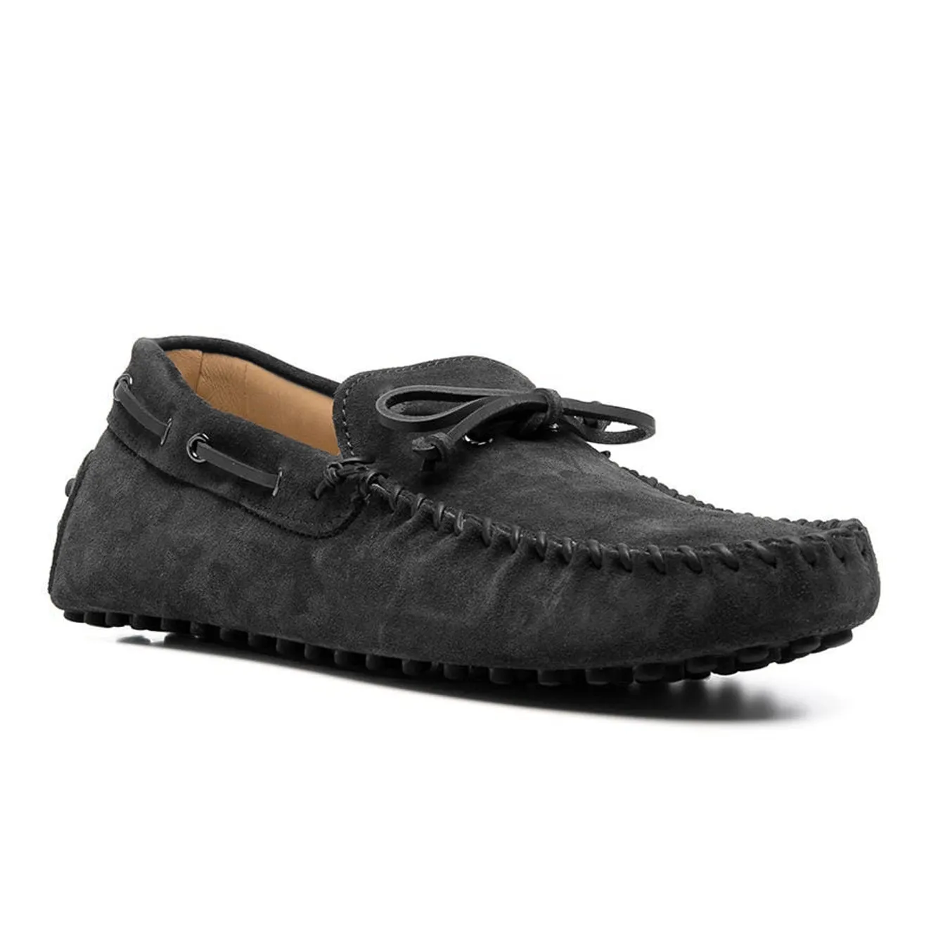 Height Increasing Black Suede Alcalde Driving Loafers sold by Costoso Italiano