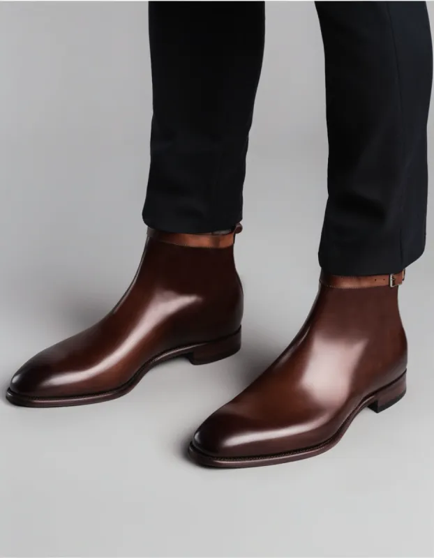 Dark Brown Leather Cracio Slip On Jodhpur Boots sold by Costoso Italiano