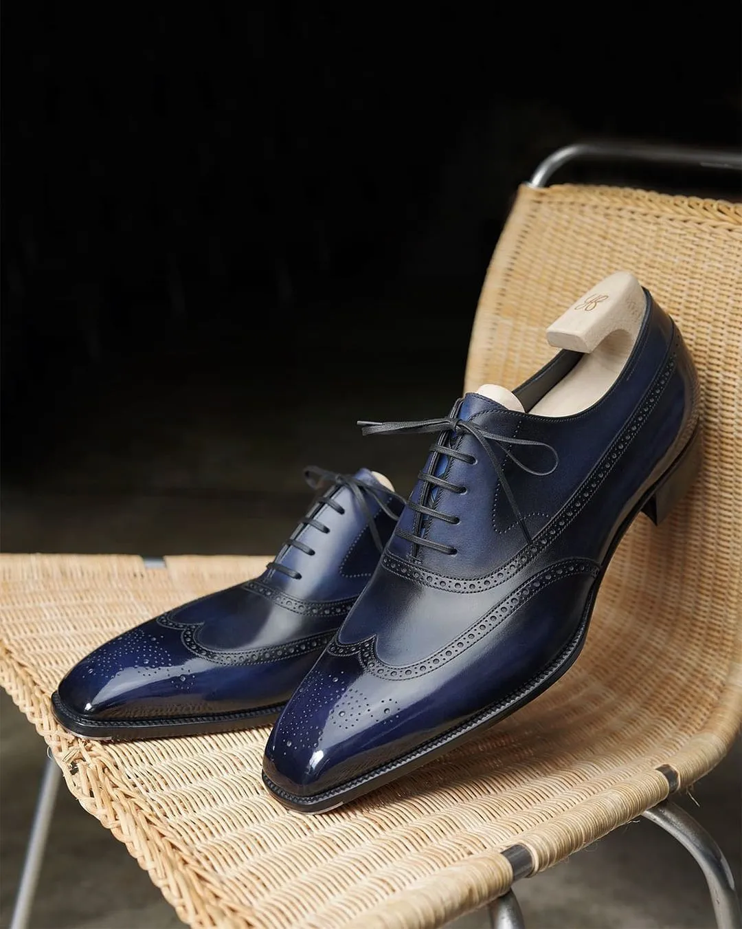 Navy Blue Kieran Leather Oxfords - Formal Shoes - SS23 sold by Costoso Italiano