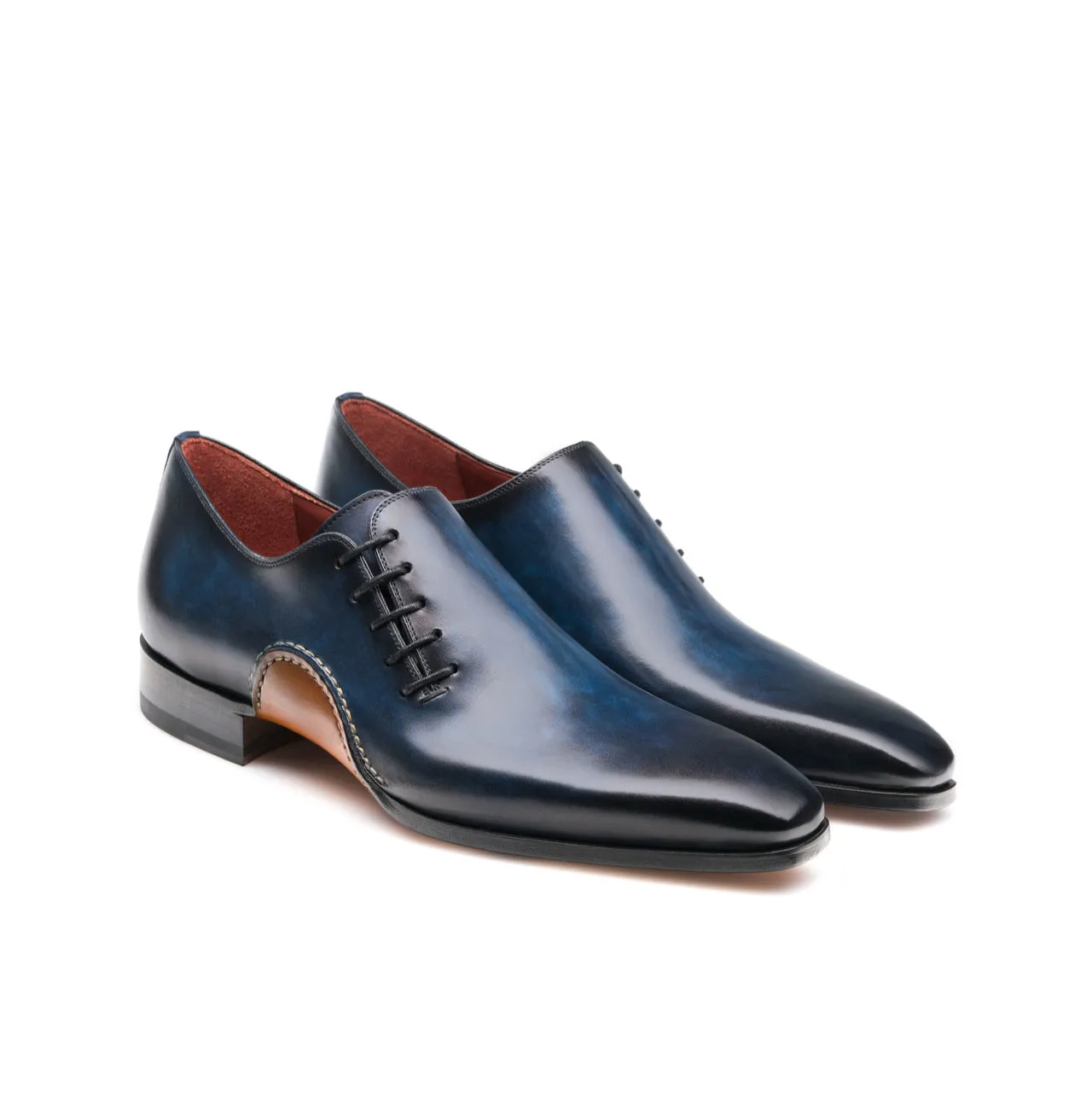 Height Increasing Navy Blue Leather Cobar Oxfords Shoes sold by Costoso Italiano