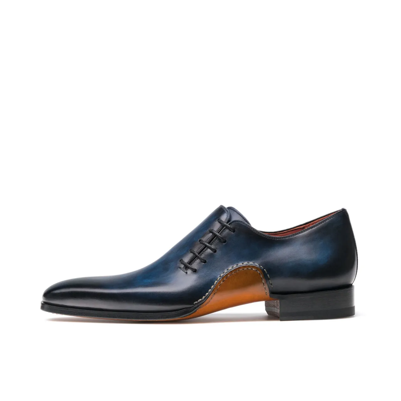 Height Increasing Navy Blue Leather Cobar Oxfords Shoes sold by Costoso Italiano product image thumbnail 3