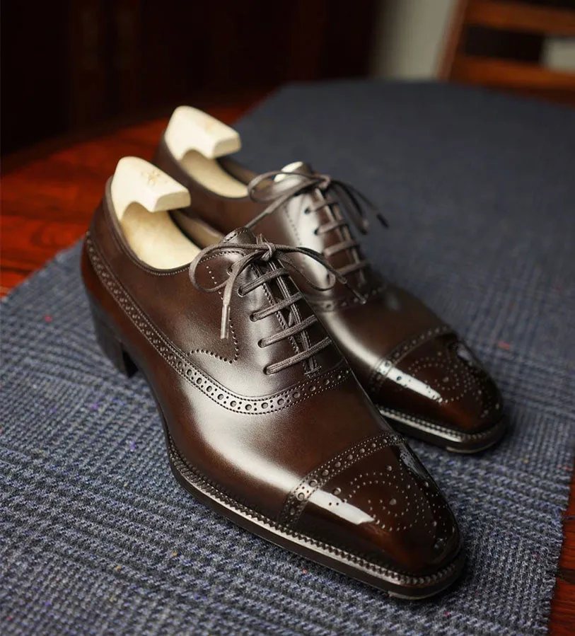Brown Leather Callista Brogue Toe Cap Oxfords - Formal Shoes - SS23 sold by Costoso Italiano