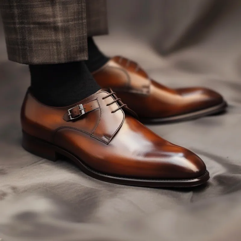 Tan Leather Desert Dapper Derby Oxford Shoes - Summer 2024 Collection sold by Costoso Italiano