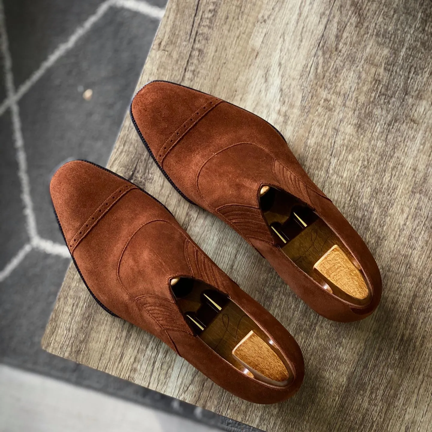 Tan Suede Fandara Slip On Brogue Toe Cap Loafers - AW24 sold by Costoso Italiano