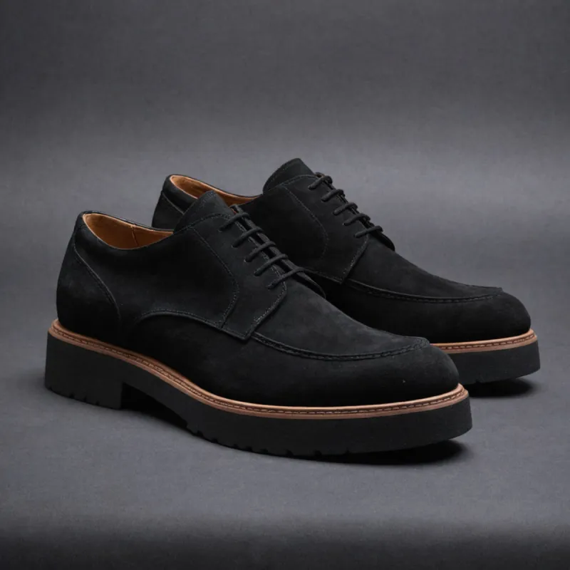Black Suede Leather Orion Chunky Derby Shoes - SS23 sold by Costoso Italiano