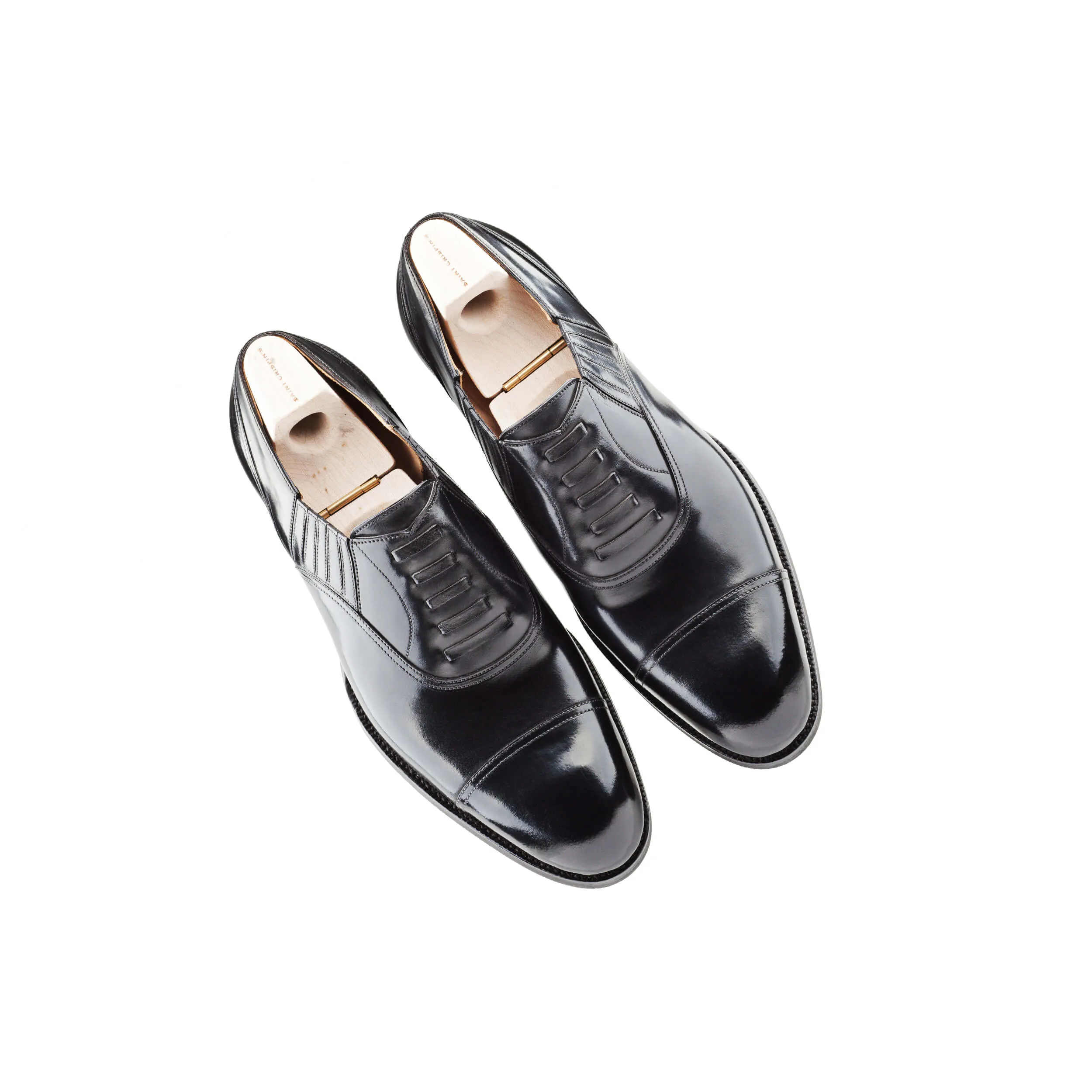 Flat Feet Shoes - Goodyear Welted Braga Black Leather Oxford With Violin Leather Sole with Arch Support sold by Costoso Italiano product image thumbnail 2