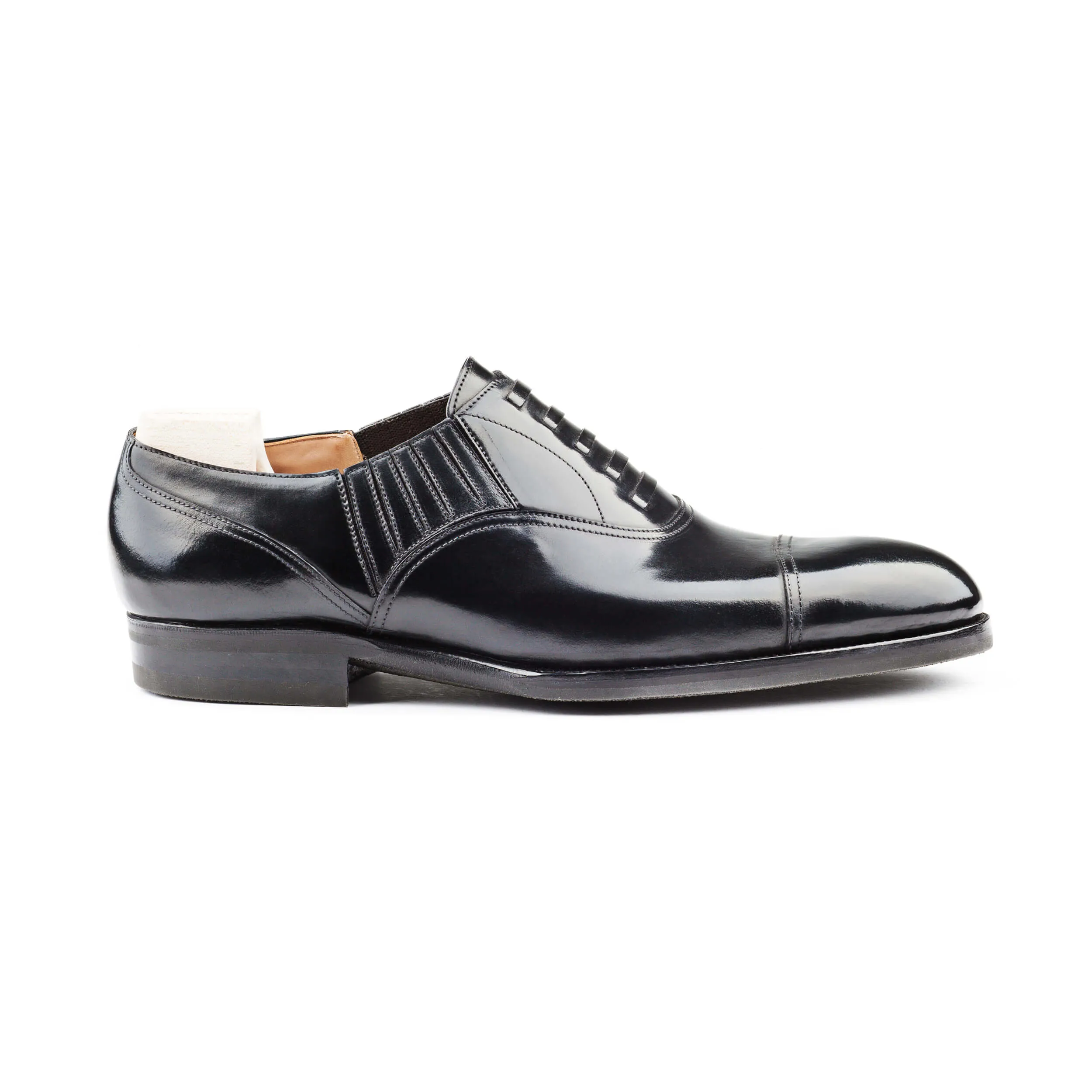 Flat Feet Shoes - Goodyear Welted Braga Black Leather Oxford With Violin Leather Sole with Arch Support sold by Costoso Italiano product image thumbnail 3