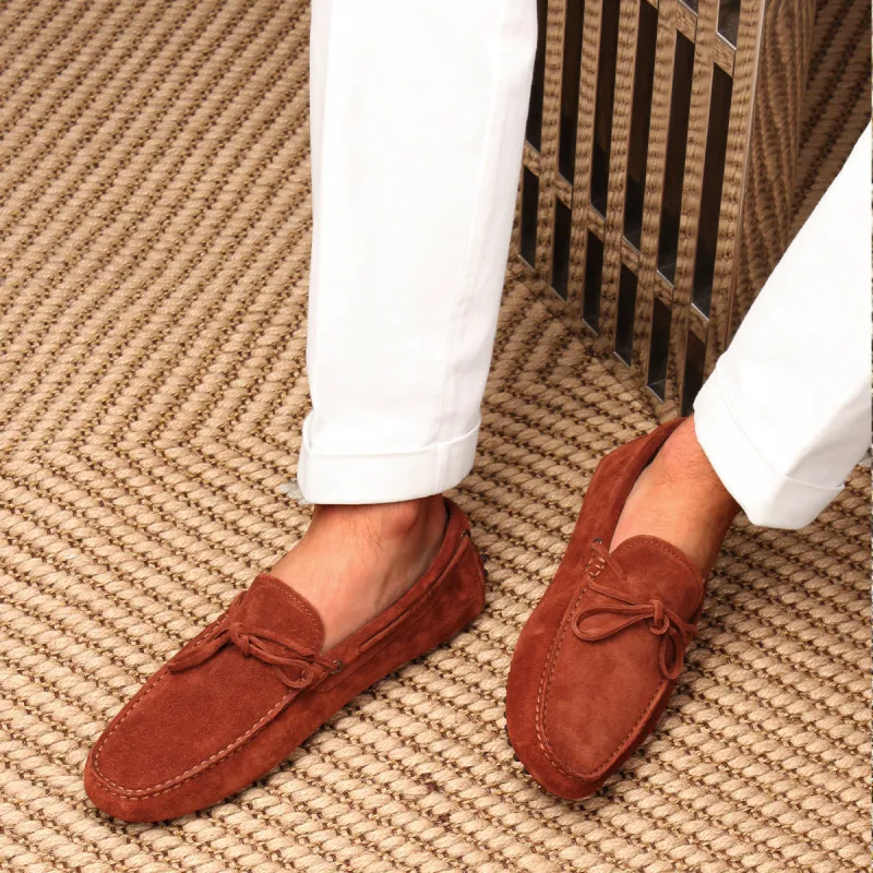 Brick Red Suede Ophelia Driving Loafers - AW24 sold by Costoso Italiano