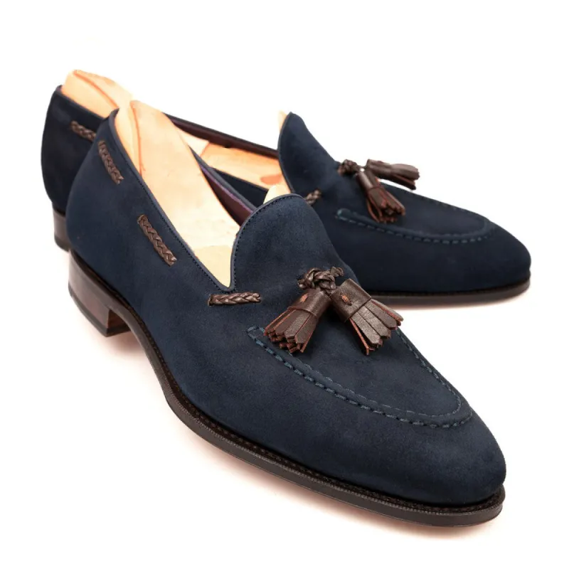 Height Increasing Blue Suede Warwick Loafers sold by Costoso Italiano