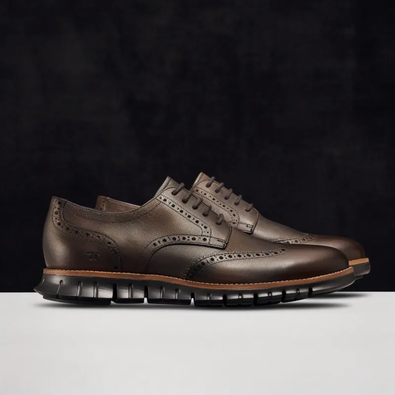 Luxury Edition - Artisian Made Brown Italian Leather Eviatar Lace Up Derby Shoes with White Hybrid Sole - Summer 2024 Collection sold by Costoso Italiano