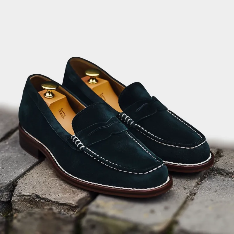 Green Suede Verdant Vogue Loafers  Shoe With Brown Sole  - Summer 2024 Collection sold by Costoso Italiano