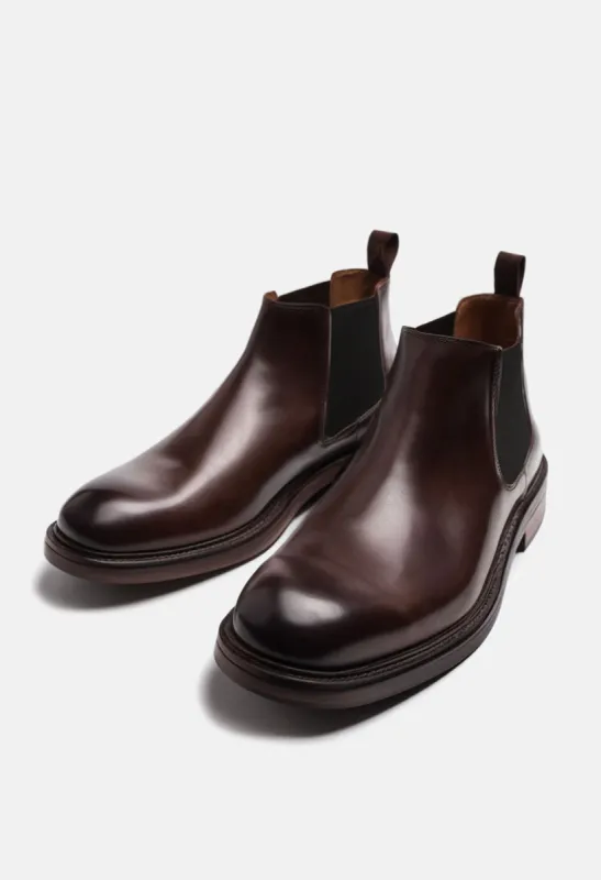 Dark Brown Leather Grayson Chelsea Boot sold by Costoso Italiano