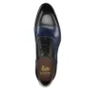 Flat Feet Shoes - Black and Navy Blue Leather Woodford Balmoral Toe Cap Oxfords with Arch Support sold by Costoso Italiano