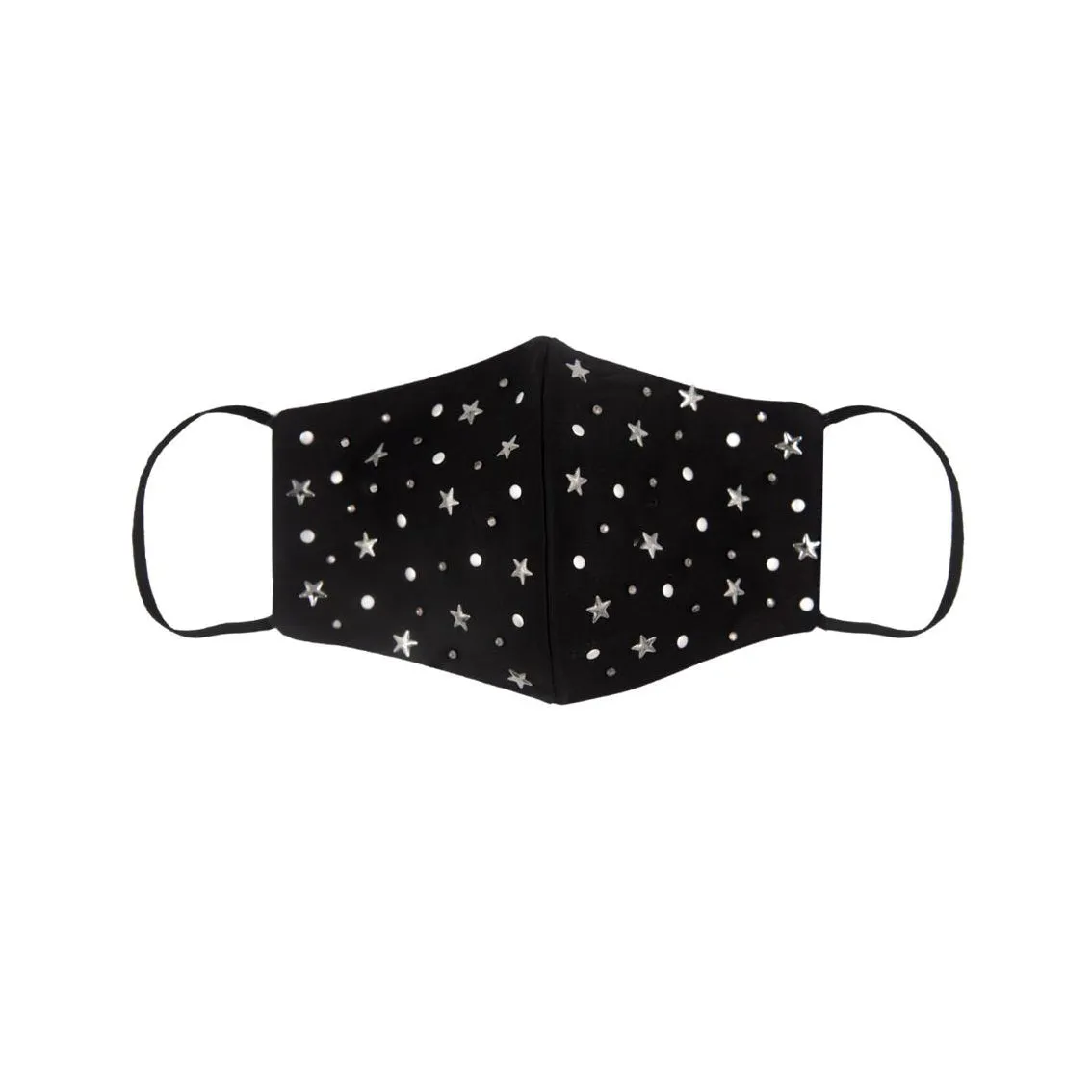 Black Silk Mask with Some Stars in Night in Swarovski Crystals sold by Costoso Italiano