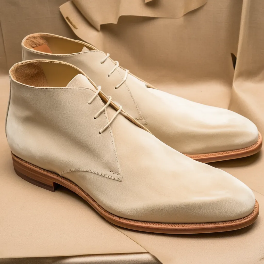 Cream Suede Leather Gabrovo Chukka Lace Up Boots sold by Costoso Italiano