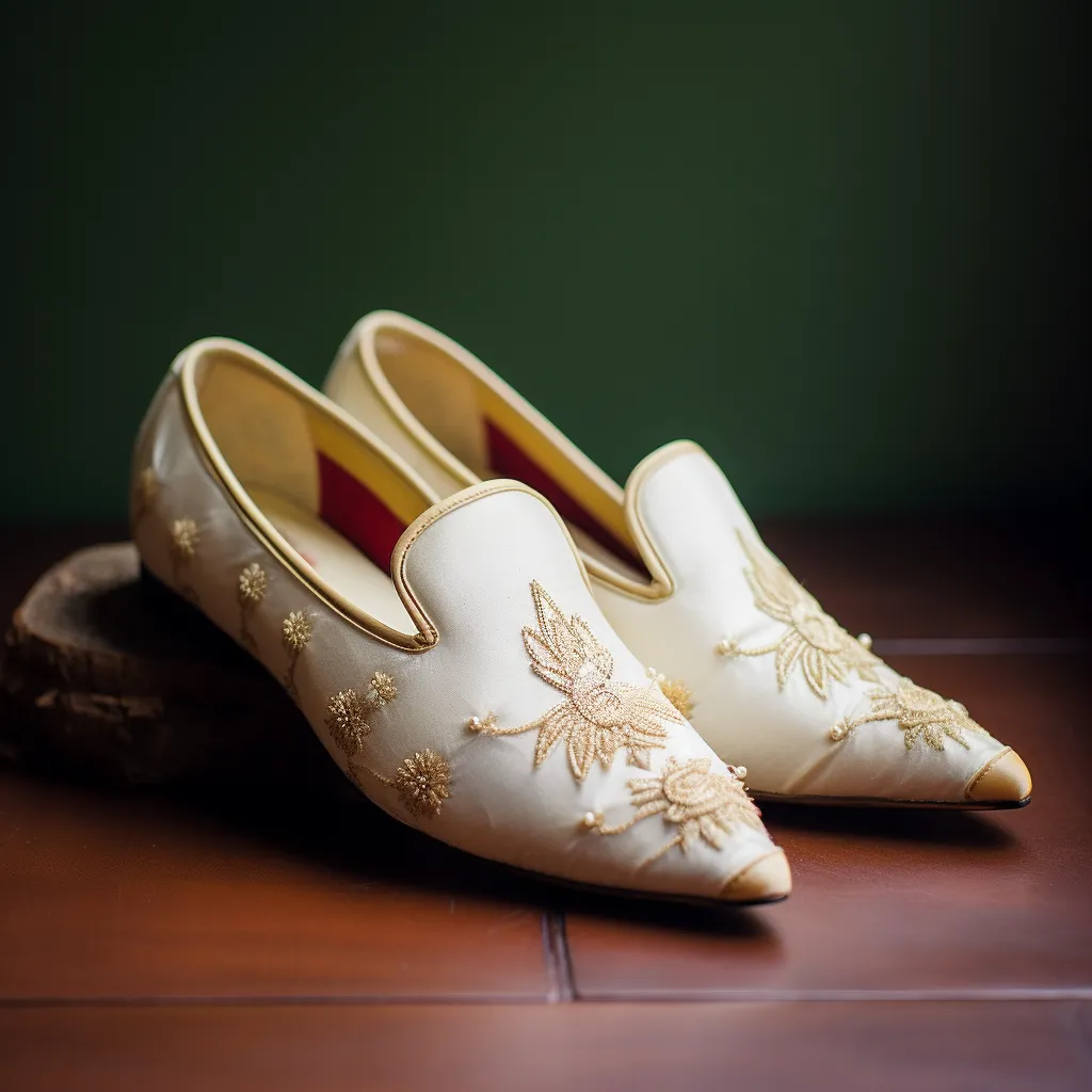 White Velvet Hand Work Zardozi Peshawari Loafers | Wedding Shoes for Groom | Shoes for Haldi Mehendi Sangeet sold by Costoso Italiano